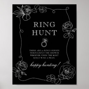 Schwarz-Weiß-Rosen-Ring-Suche-Junggesellinnen-Absc Poster