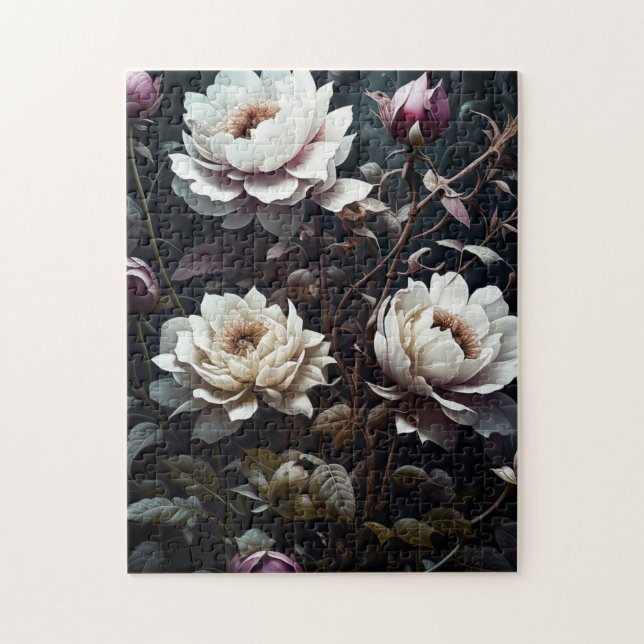 Schwarz-Weiß-Rosen Wasserfarben Kunst (Vertikal)