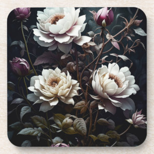 Schwarz-Weiß-Rosen Wasserfarben Kunst Getränkeuntersetzer