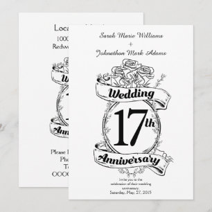 Schwarz-Weiß-Rosen zum Hochzeitstag Einladung