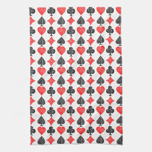 Schwarz/Weiß/Rot Spielkarte Alle Symbole Linoschni Geschirrtuch
