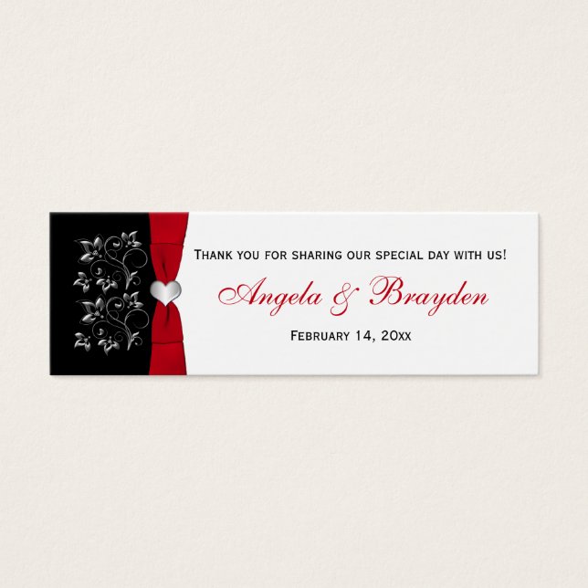 Schwarz, Weiß, Rote Blüte, Gastgeschenk Hochzeit d (Vorderseite)