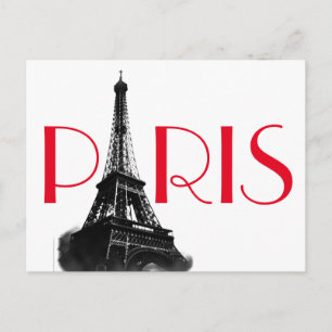 Schwarz & Weiß Rote Eiffelturm Paris Reise Postkarte
