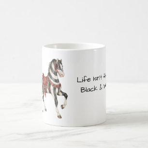 Schwarz Weiß Rotes Pferd Kaffeetasse