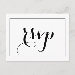 Schwarz-Weiß-RSVP-Karte Einladungspostkarte