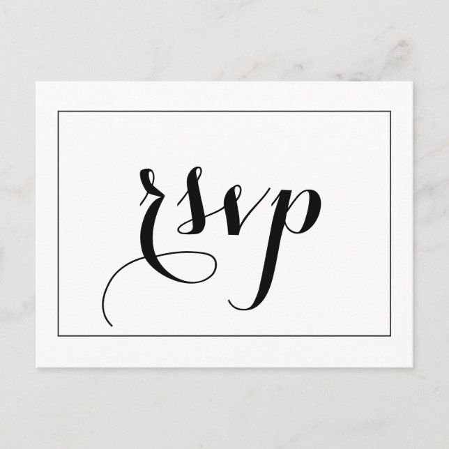 Schwarz-Weiß-RSVP-Karte Einladungspostkarte (Vorderseite)