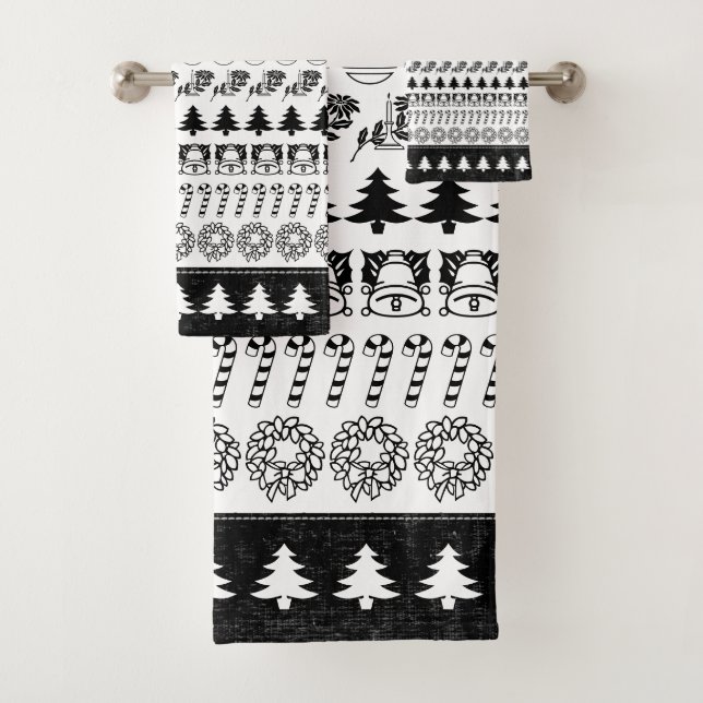 Schwarz/Weiß rudert Badhandtuch Set (Insitu)