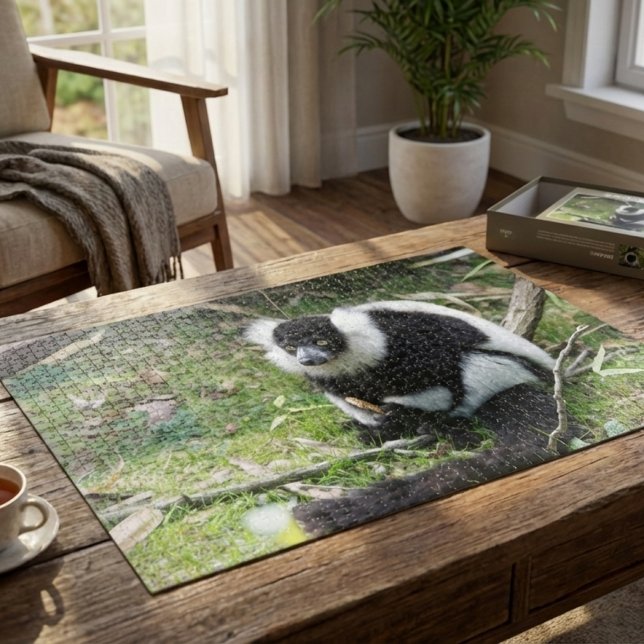 Schwarz-Weiß-Rufflemur: Tierfotografie (Von Creator hochgeladen)