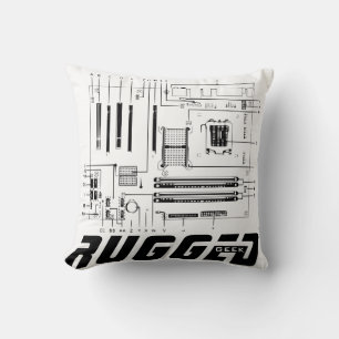 Schwarz-Weiß-RUGGED-GEEK-Hauptplatine Tech Kissen