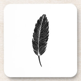 Schwarz-Weiß-Rustikal-Feather-Linocut Getränkeuntersetzer