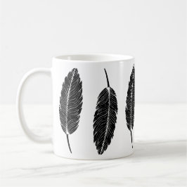 Schwarz-Weiß-Rustikal-Feather-Linocut Kaffeetasse