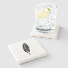 Schwarz-Weiß-Rustikal-Feather-Linocut Steinuntersetzer