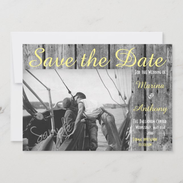 Schwarz-Weiß-Rustikale Romantik Save the Date Nr.  (Vorderseite)