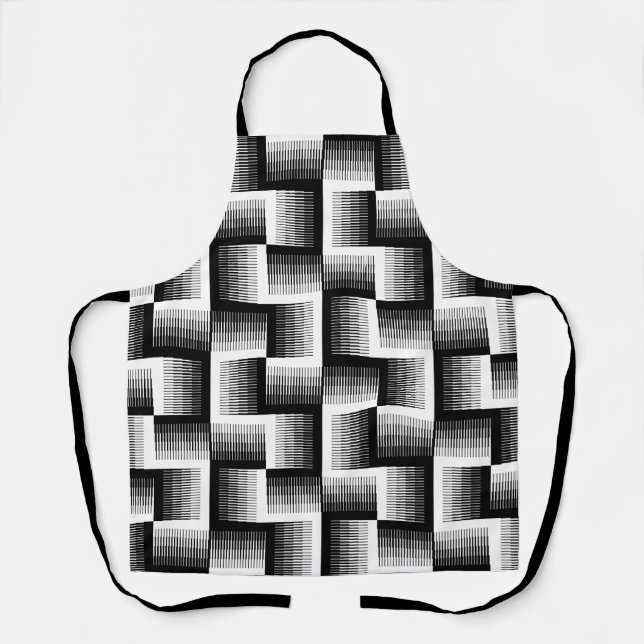 Schwarz-Weiß-Sägezahnfarben Schürze (Vorderseite)