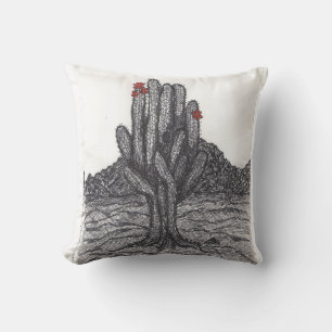 Schwarz-Weiß-Saguaro-Kakteen Kissen