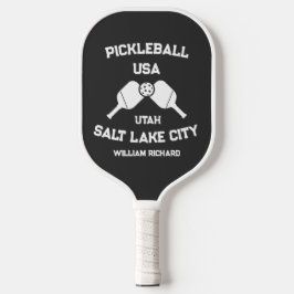 Schwarz-Weiß-Salzsee Utah Custom Pickleball Schläger