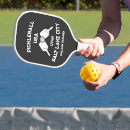 Schwarz-Weiß-Salzsee Utah Custom Pickleball Schläger