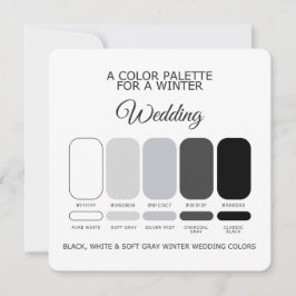 Schwarz Weiß Sanftgrau Winter Hochzeitspalette Kar Einladung