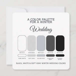 Schwarz Weiß Sanftgrau Winter Hochzeitspalette Kar Einladung