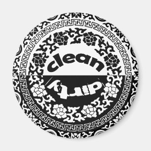 Schwarz/Weiß sauber / Geschirrspüler Magnet