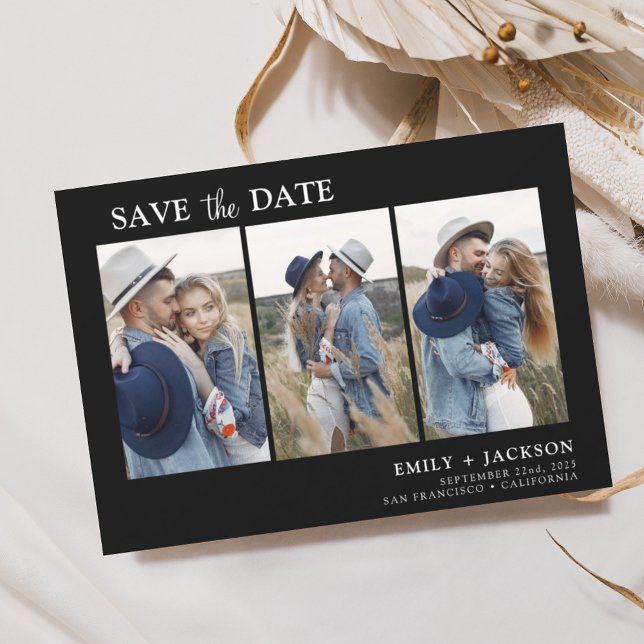 Schwarz-weiß Save the Date 3 Foto Einfach (Von Creator hochgeladen)