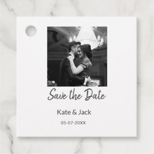SCHWARZ-WEISS Save the Date QR-Namensdatum orange Geschenkanhänger