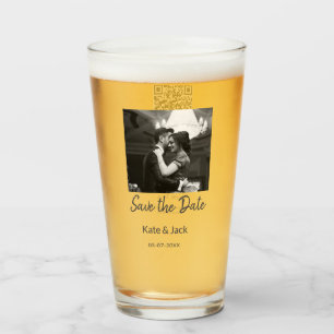 SCHWARZ-WEISS Save the Date QR-Namensdatum orange Glas