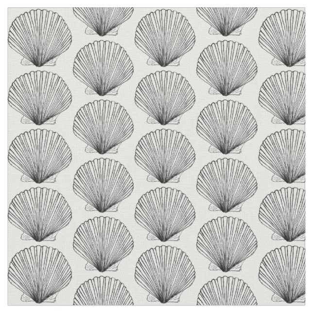 Schwarz-Weiß-Scallop-Muschel Stoff (Nahaufnahme)