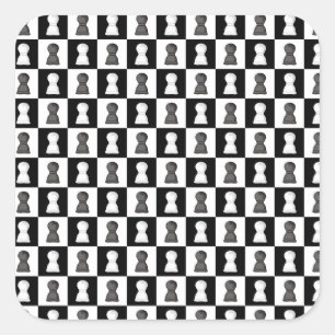 Schwarz-Weiß-Schach-Allover-Schachbrettmuster Quadratischer Aufkleber