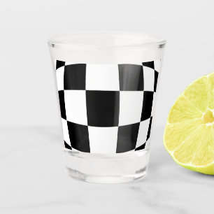 Schwarz-Weiß-Schach Schnapsglas