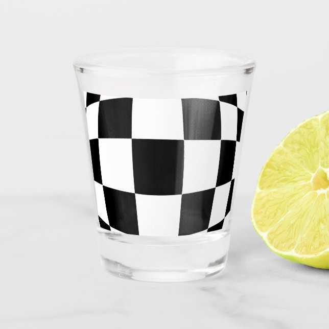 Schwarz-Weiß-Schach Schnapsglas (Vorderseite)