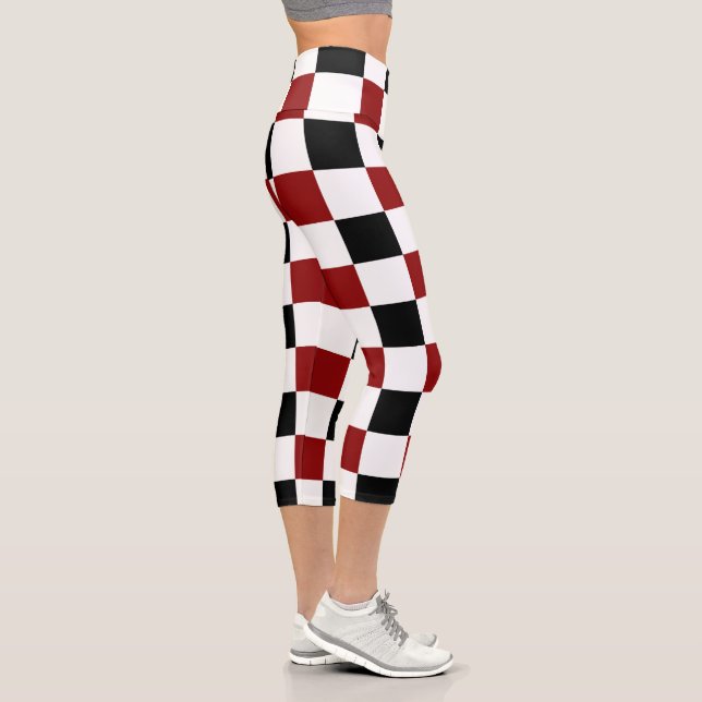 Schwarz-Weiß-Schachbrett Capri Leggings (Rechts)