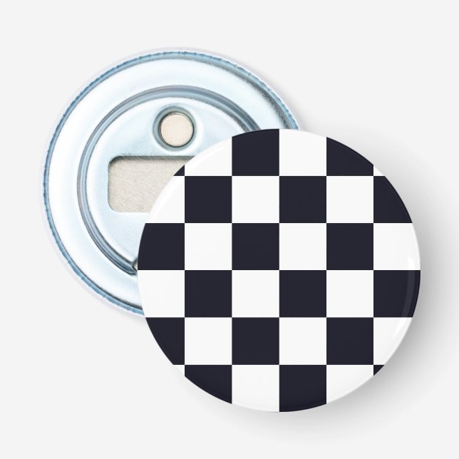 Schwarz-Weiß-Schachbrett Flaschenöffner (Vorderseite)