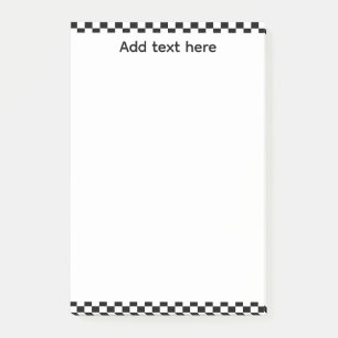 Schwarz-Weiß-Schachbrett-Notizblock   Editierbare  Post-it Klebezettel