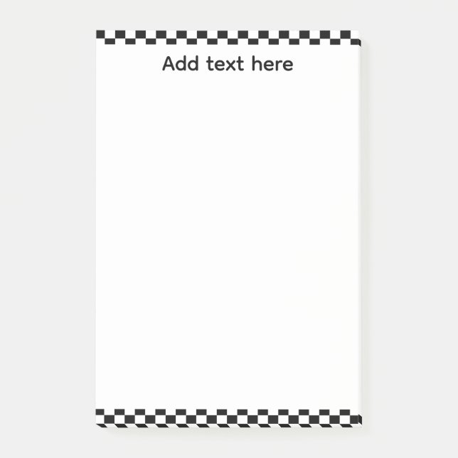 Schwarz-Weiß-Schachbrett-Notizblock | Editierbare  Post-it Klebezettel (Vorderseite)