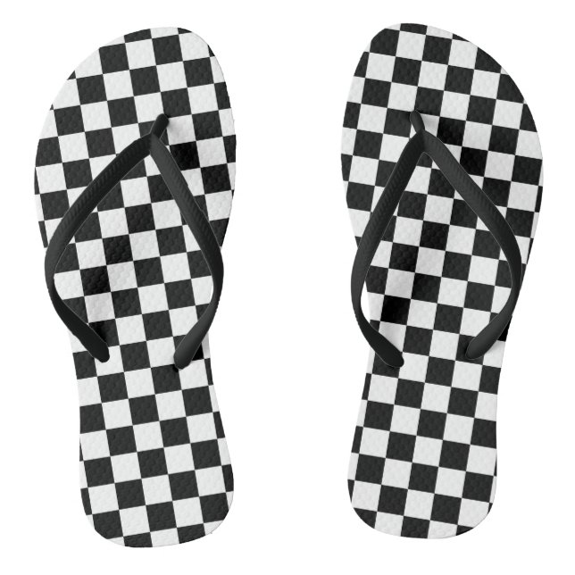 Schwarz-Weiß-Schachbretts am Strand Flip Flops (Fußbett)