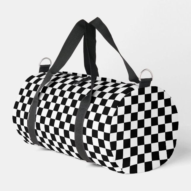 Schwarz-Weiß-Schachmuster Duffle Bag (Linke Seite)