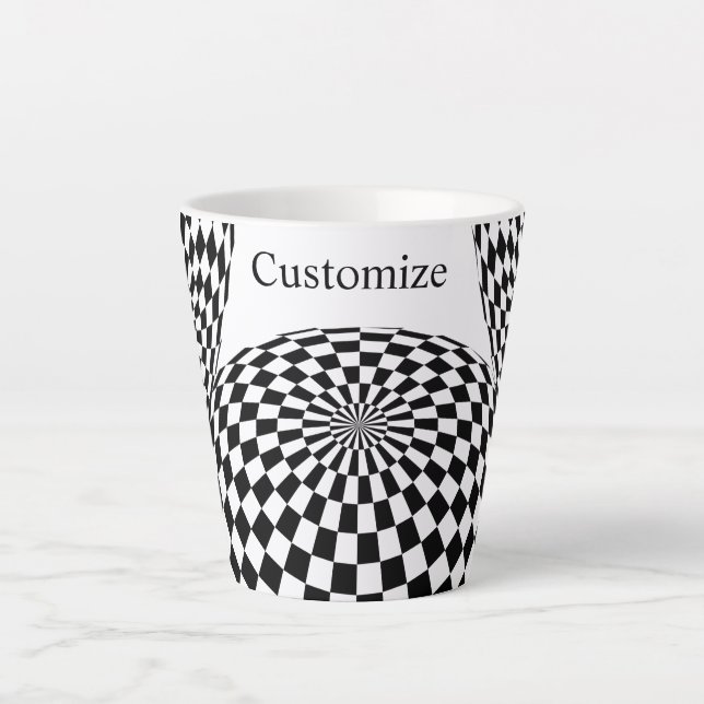 Schwarz/Weiß-Schachtel Milchtasse (Vorderseite)