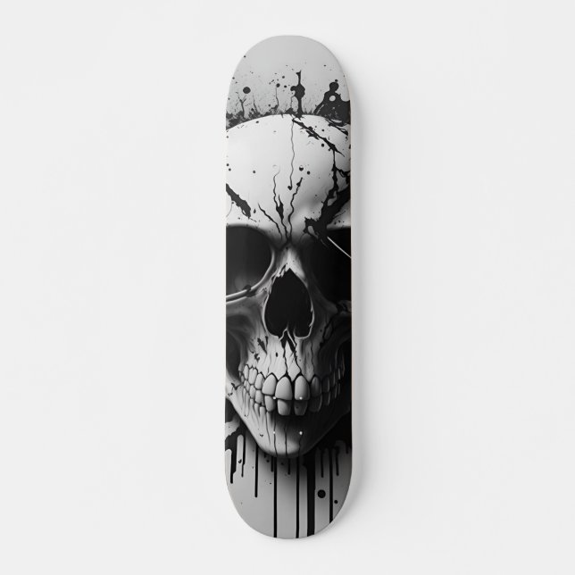 Schwarz-Weiß-Schädel #3 - Numb-Skulls-Design Skateboard (Vorne)