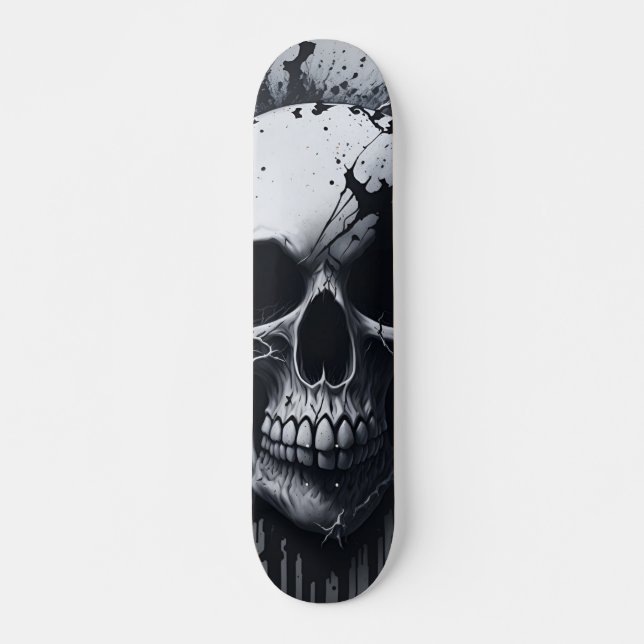 Schwarz-Weiß-Schädel - Nummernschädel-Design Skateboard (Vorne)