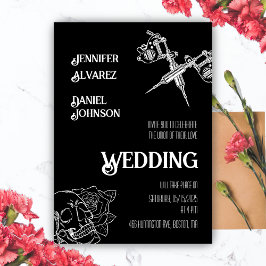 Schwarz-Weiß-Schädeltatto Einladung zur Hochzeit