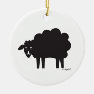 Schwarz-Weiß-Schaf-Ornament Keramik Ornament