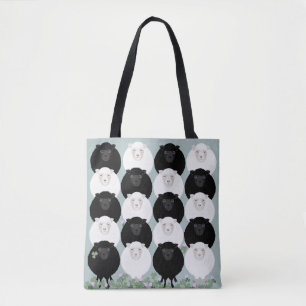 Schwarz-Weiß-Schaf-Tragetasche Tasche