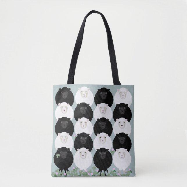 Schwarz-Weiß-Schaf-Tragetasche Tasche (Vorderseite)