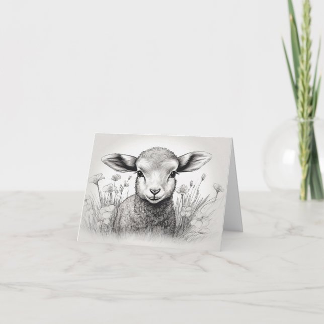 Schwarz-Weiß-Schafe in den Blume Ostern Karte (Vorderseite)