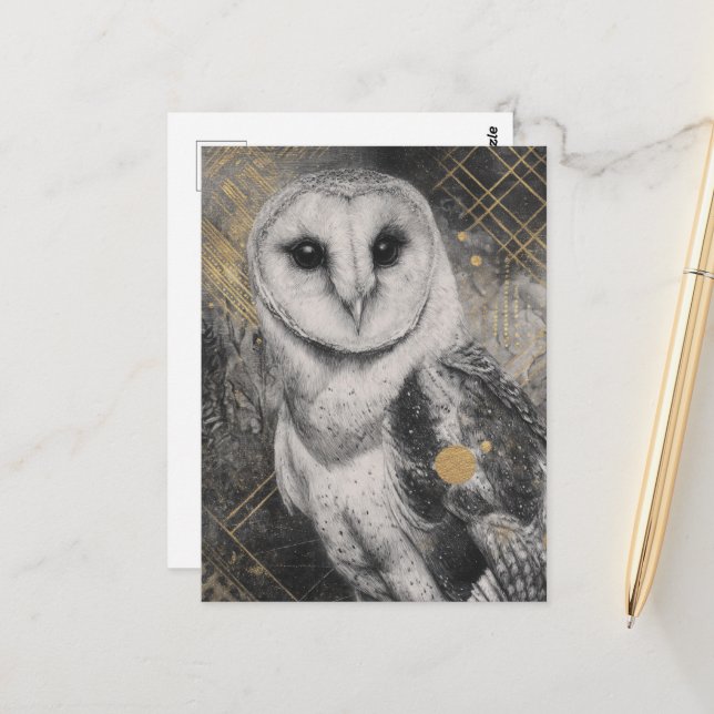 Schwarz-Weiß-Schale Goldene Details Postkarte (Vorderseite/Rückseite Beispiel)