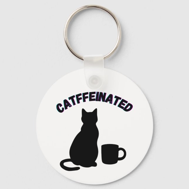 Schwarz-Weiß-Schatten des Kaffees Kunst Schlüsselanhänger (Vorderseite)