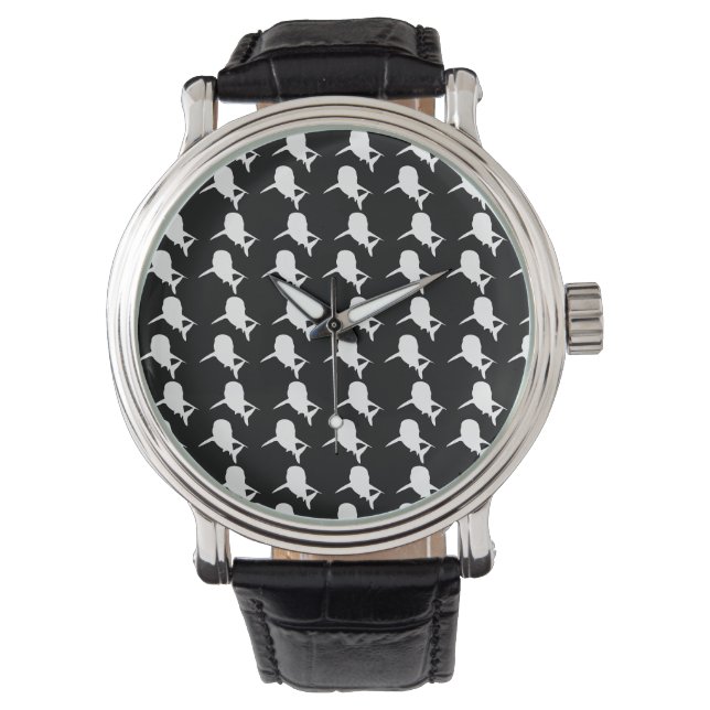 Schwarz-Weiß-Schattenhai-Walmuster Armbanduhr (Vorderseite)