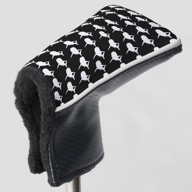 Schwarz-Weiß-Schattenhai-Walmuster Golf Headcover (3/4 Vorderseite)