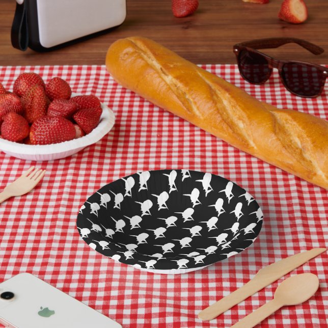 Schwarz-Weiß-Schattenhai-Walmuster Pappteller (Picknick)